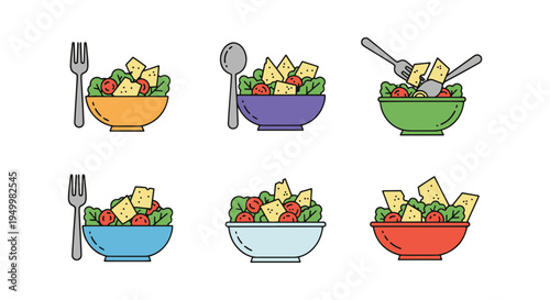 Parmesan Salad Line art vector creative smooth modern abstract illustration