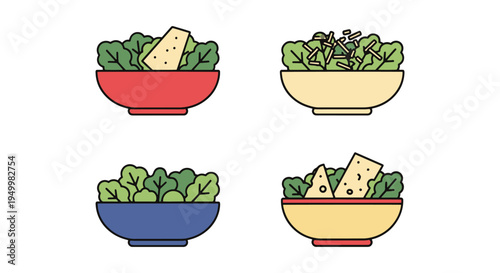 Parmesan Salad Line art vector modern abstract vibrant