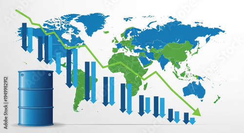 Global Oil Market Downturn - A Visual Representation of Declining Prices.