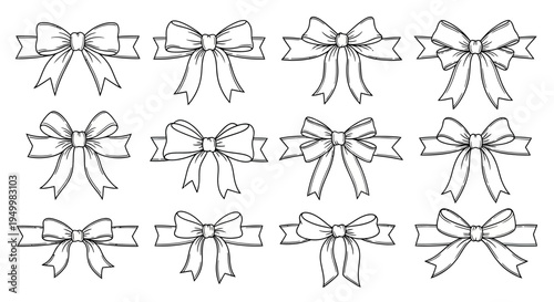 Collection of decorative bow designs.