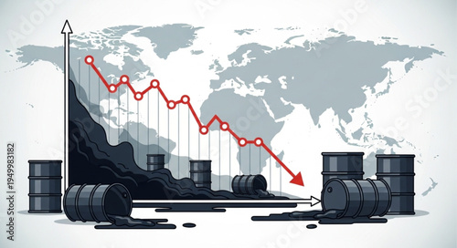 Oil Price Decline - Global Economic Impact and Market Downturn.