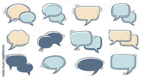 Collection of various speech bubbles.