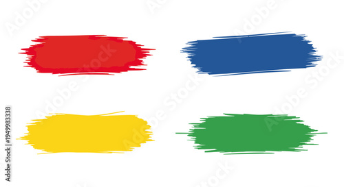 Colorful Brush Strokes Isolated White.