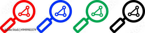 Magnifying glass with network symbol molecule structure science concept vector illustration