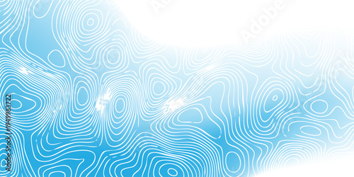 Minimal blue landscape texture with thin white altitude lines forming irregular contour rings.