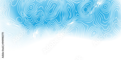 Ocean blue backdrop with delicate white topography curves creating abstract terrain formations.