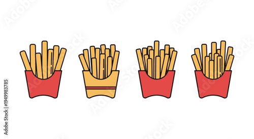 Shoestring Fries Line art modern pastel abstract color vector