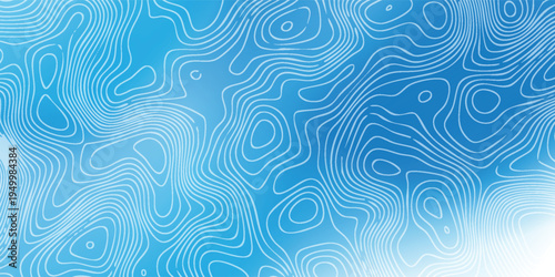Fresh blue landscape-inspired pattern with delicate white altitude paths forming flowing organic shapes.