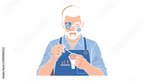 Artisan's Precision: A skilled artisan meticulously works on a timepiece, his focused gaze and steady hands reflecting dedication and expertise.