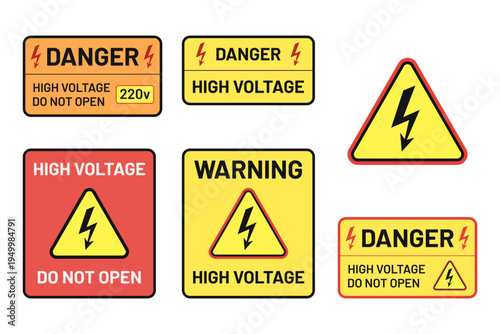 high voltage danger electricity warning sign set