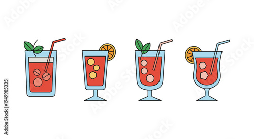 Singapore Sling Line art minimal colorful abstract illustration