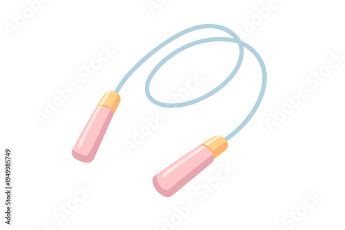 A stylized vector illustration of a pink and blue jump rope isolated