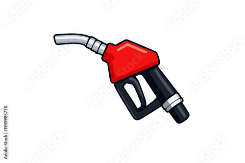 A vector illustration of a red gas pump nozzle isolated on a white