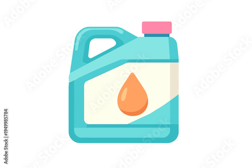 A flat vector illustration of a teal plastic canister with a pink cap