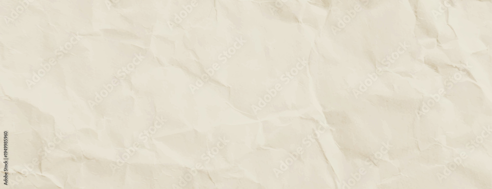 Fototapeta premium A crumpled paper background with a beige color. The beige background has a textured, wrinkled appearance, adding depth and interest. Paper texture background vector. Beige background.