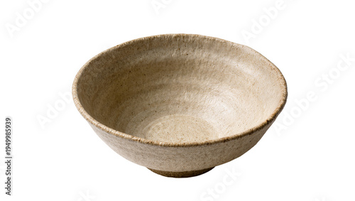 Schilderij op canvas Isolated handcrafted artisan ceramic bowl in natural beige tone with unique rustic texture