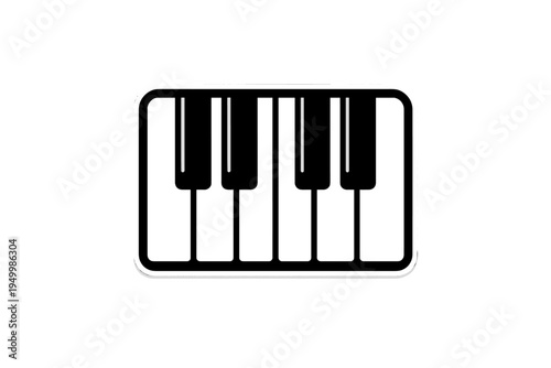 A flat vector icon of a piano keyboard with black and white keys