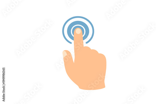 A flat vector illustration of a human hand with the index finger