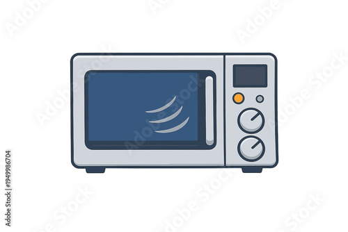 A flat vector illustration of a modern microwave oven isolated on a