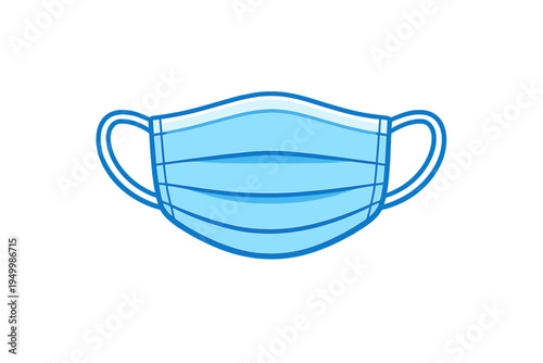 A vector illustration of a light blue surgical face mask isolated on