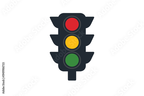 A flat vector illustration of a vertical traffic light with red
