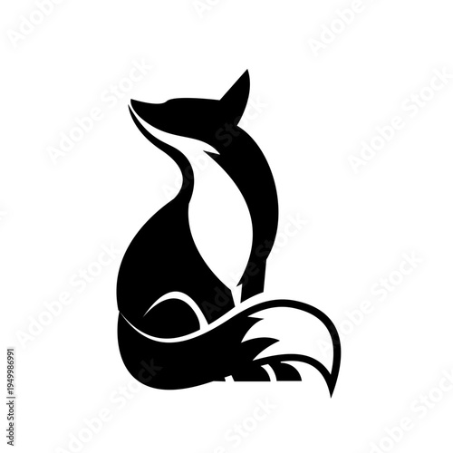 Modern Minimalist Black Fox Silhouette Vector Illustration with Raised head