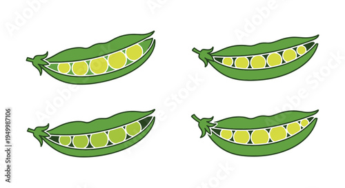 Pea Pod Open Line art vector digital abstract colorful