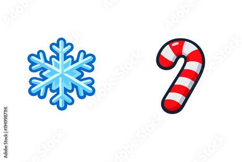 A vector illustration featuring a blue crystalline snowflake and a