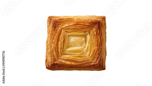 Foto Isolated delicious golden brown flaky square puff pastry on a pristine studio shot, top view
