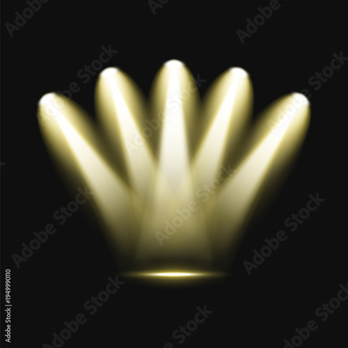 Golden spotlight on dark stage vector