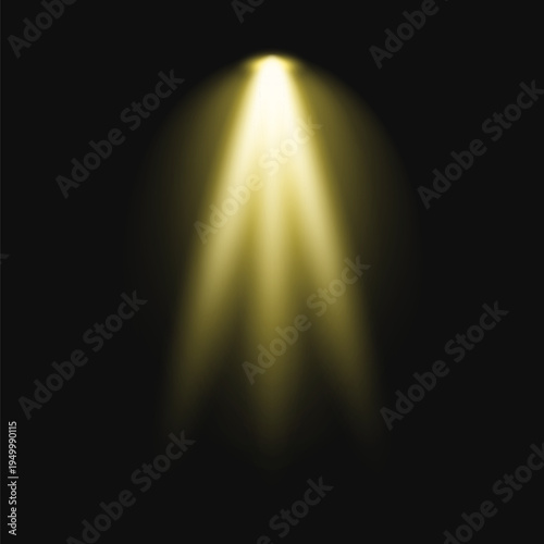 Golden spotlight on dark stage vector