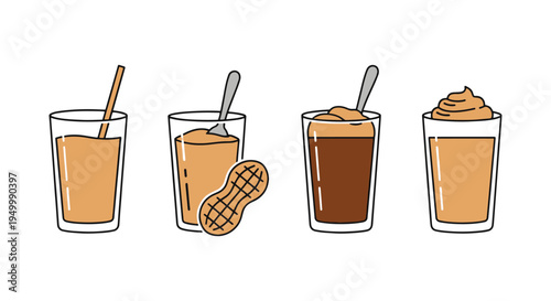Peanut Butter Smoothie Line clean vivid abstract color illustration