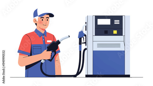 Fueling the Future: A service worker diligently operates a gas pump. Capturing the essence of a modern service station.