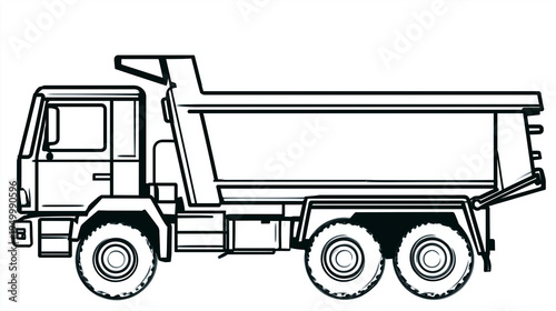 line icon dump truck truck isolated, vector, solid
