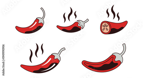 Smoked Chili Line art vector creative abstract color design