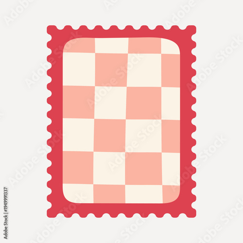 Red checkered postage stamp design vector