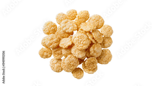 Fotografija Isolated delicious pile of crispy golden grain breakfast cereal or sweet snack b