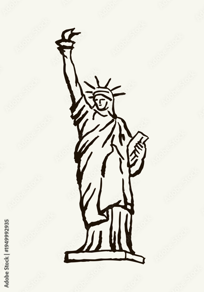 Fototapeta premium Statue of Liberty Hand Drawn Doodle