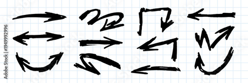 Hand-drawn arrows on grid element vector