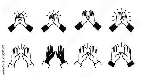 Collection of hands in various clapping and celebratory gestures