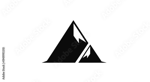 Minimalist mountain range graphic with a clean modern style on transparent background silhouette
