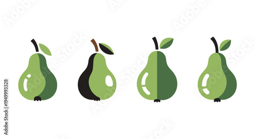 Pear Line art vector set simple artistic abstract color illustration