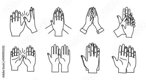 Collection of hands in various clapping and celebratory gestures