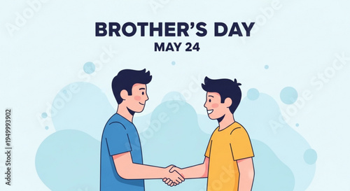 Brothers shaking hands on brother's day may 24 celebrating sibling bond and friendship with a warm greeting
