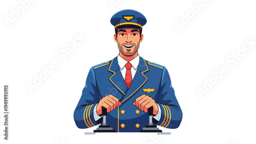 Pilot Ready for Takeoff: A pilot, smartly attired in his uniform, commands the cockpit controls with confidence and expertise, ready to navigate the skies. 