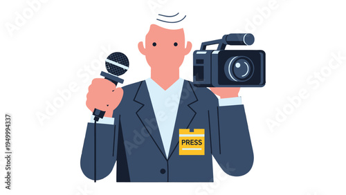 Behind the lens: A professional holding a camera and microphone, ready to capture and convey the moment's essence, embodies the core of media and communication.