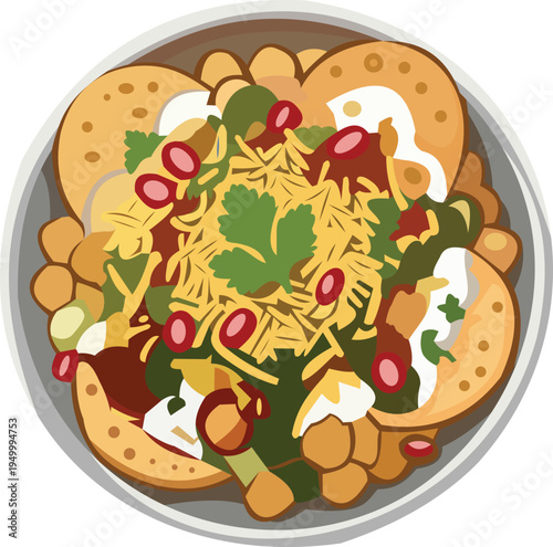 Chaat Puri Bhel Puri Indian Street Food Top View