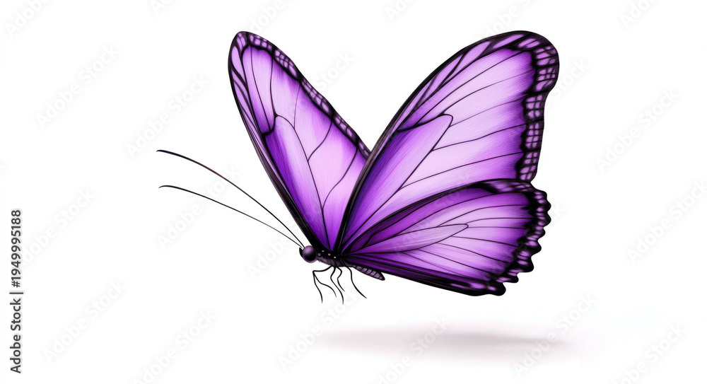 Obraz premium beautiful purple butterfly flying, isolated on a transparent background. 