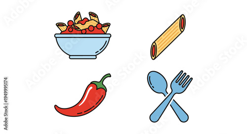 Penne Arrabiata Line art creative artistic abstract vector