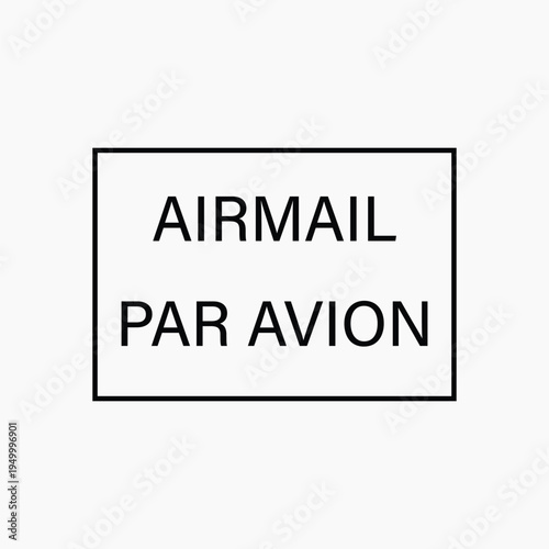 Airmail label with bilingual text vector